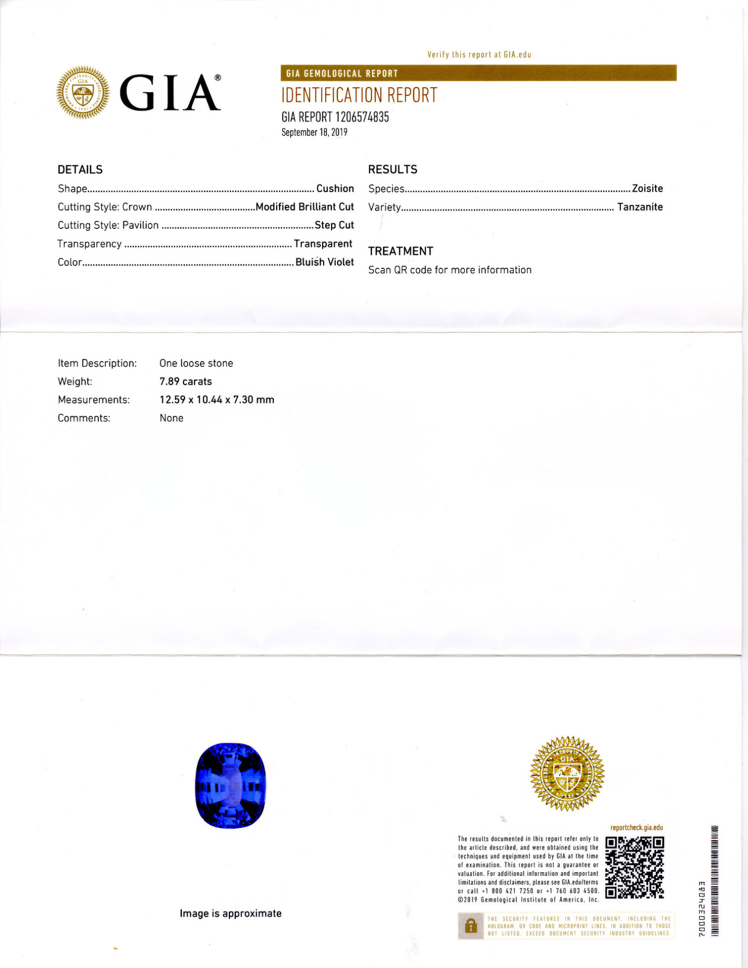 Gallery image of this Women’s 14k White Gold Diamond, Tanzanite Ring GIA Cert