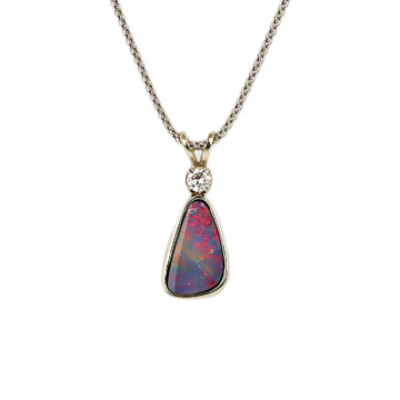 Featured image of this Women’s 14k White Gold Diamond, Opal Necklace