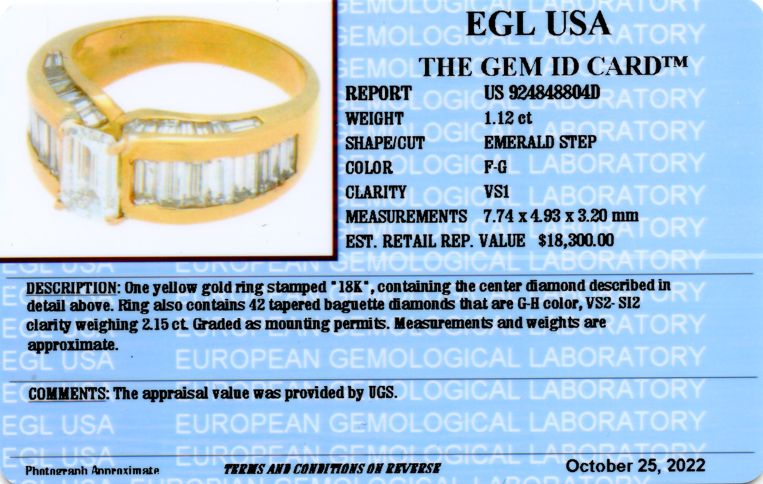 Gallery image of this Women’s 18k Yellow Gold Diamond Ring EGL Cert
