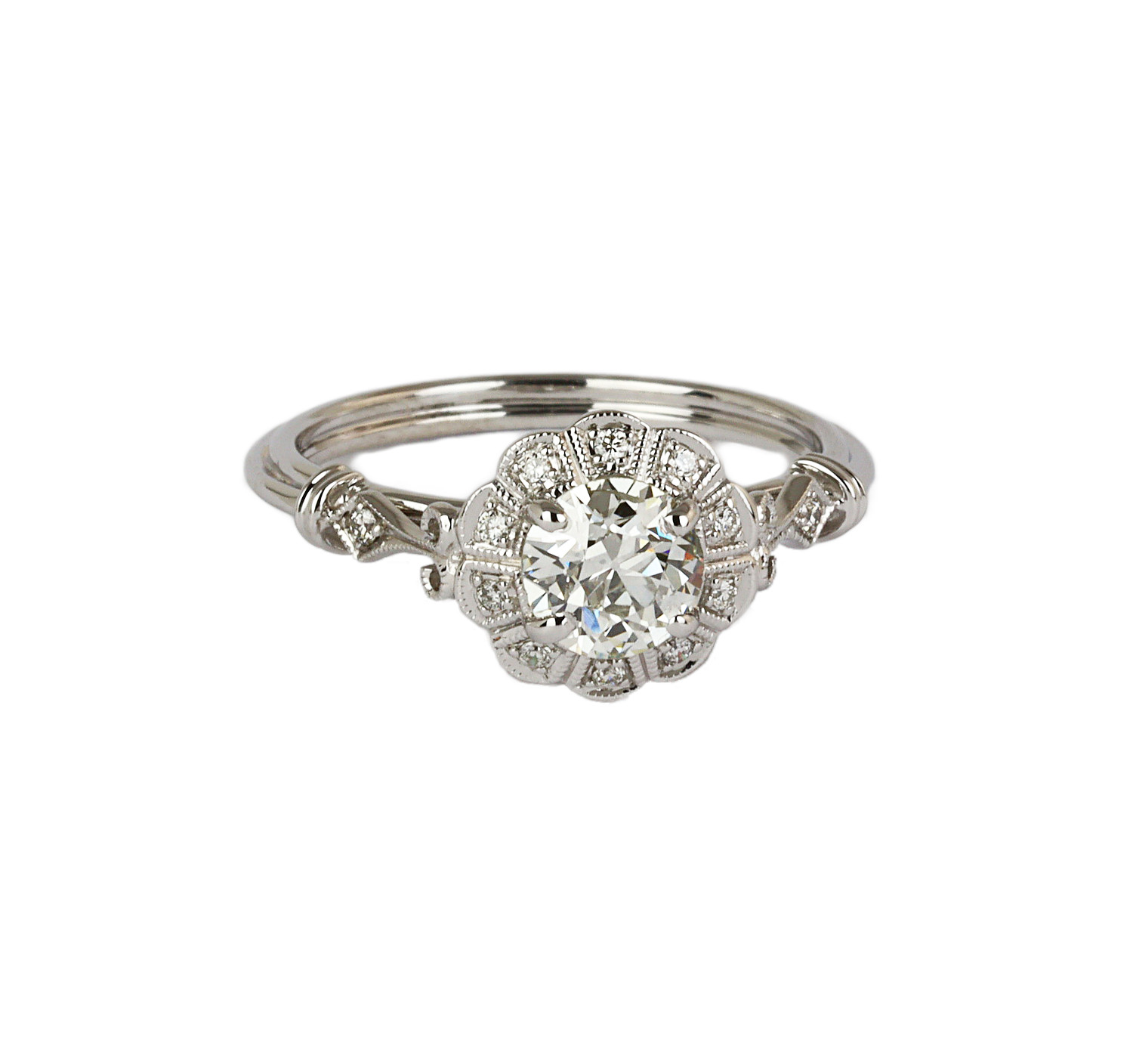 Gallery image of this Women’s 14k White Gold Diamond Bridal Ring EGL Cert