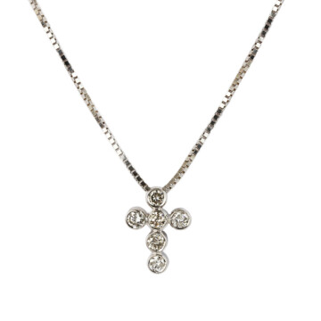 Featured image of this Women’s 14k White Gold Diamond Cross Necklace