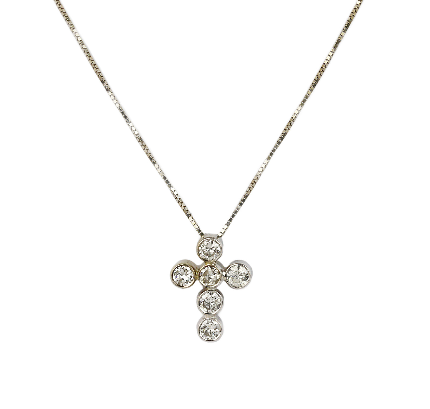Featured image of this Women’s 14k White Gold Diamond Cross Necklace