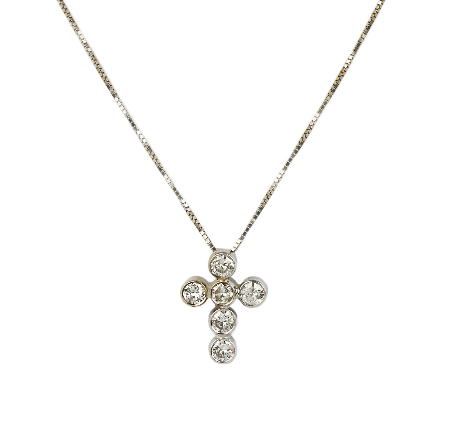 Featured image of this Women’s 14k White Gold Diamond Cross Necklace