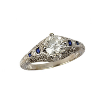 Featured image of this Women’s 14k White Gold Diamond, Sapphire Ring EGL Cert Size 6.5