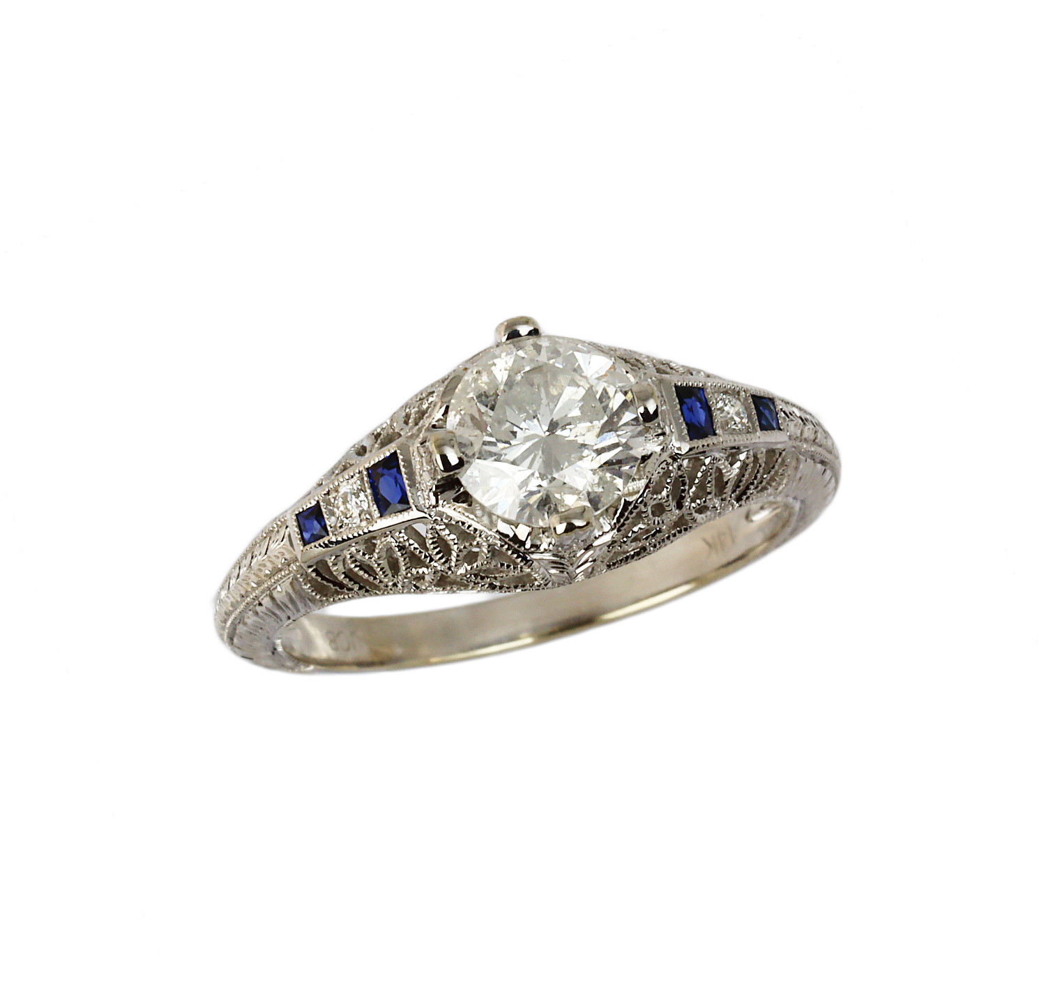 Featured image of this Women’s 14k White Gold Diamond, Sapphire Ring EGL Cert Size 6.5
