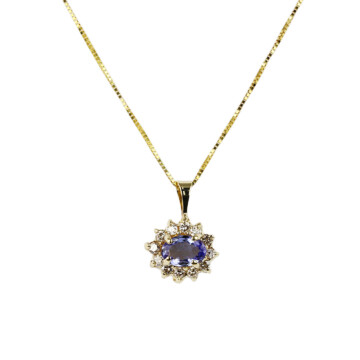 Featured image of this Women’s 14k Yellow Gold Diamond, Tanzanite Necklace
