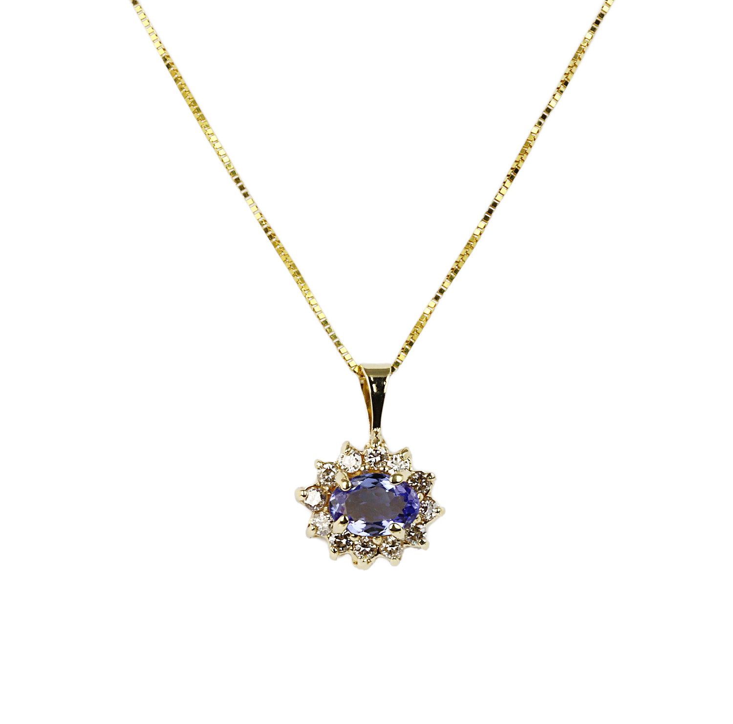 Featured image of this Women’s 14k Yellow Gold Diamond, Tanzanite Necklace