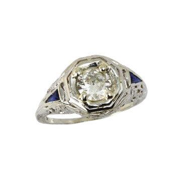 Featured image of this Women’s 18k White Gold Diamond, Sapphire Ring EGL Cert