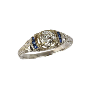 Featured image of this Women’s 14k White Gold Diamond, Sapphire Ring EGL Cert Size 6.5