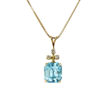 Featured image of this Women’s 14k Yellow Gold Diamond, Blue Topaz Necklace