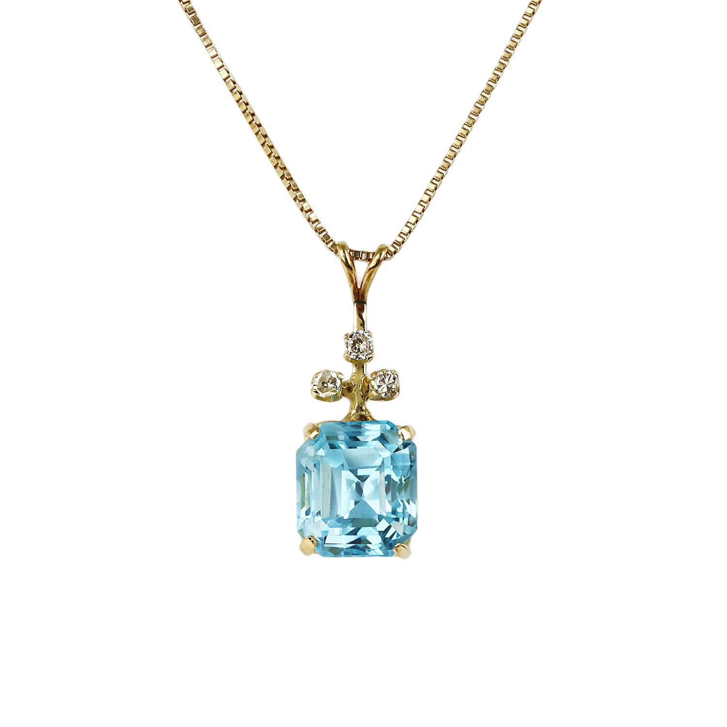 Featured image of this Women’s 14k Yellow Gold Diamond, Blue Topaz Necklace