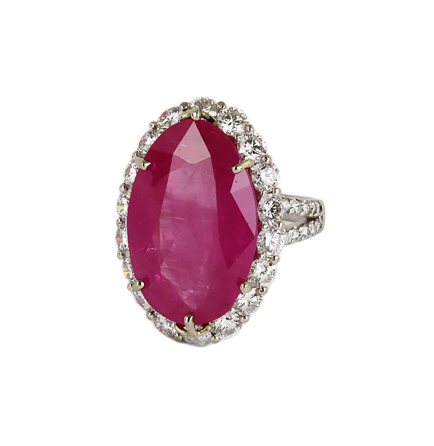 Gallery image of this Women’s 18k White Gold Diamond, Pink Sapphire Ring GIA Cert