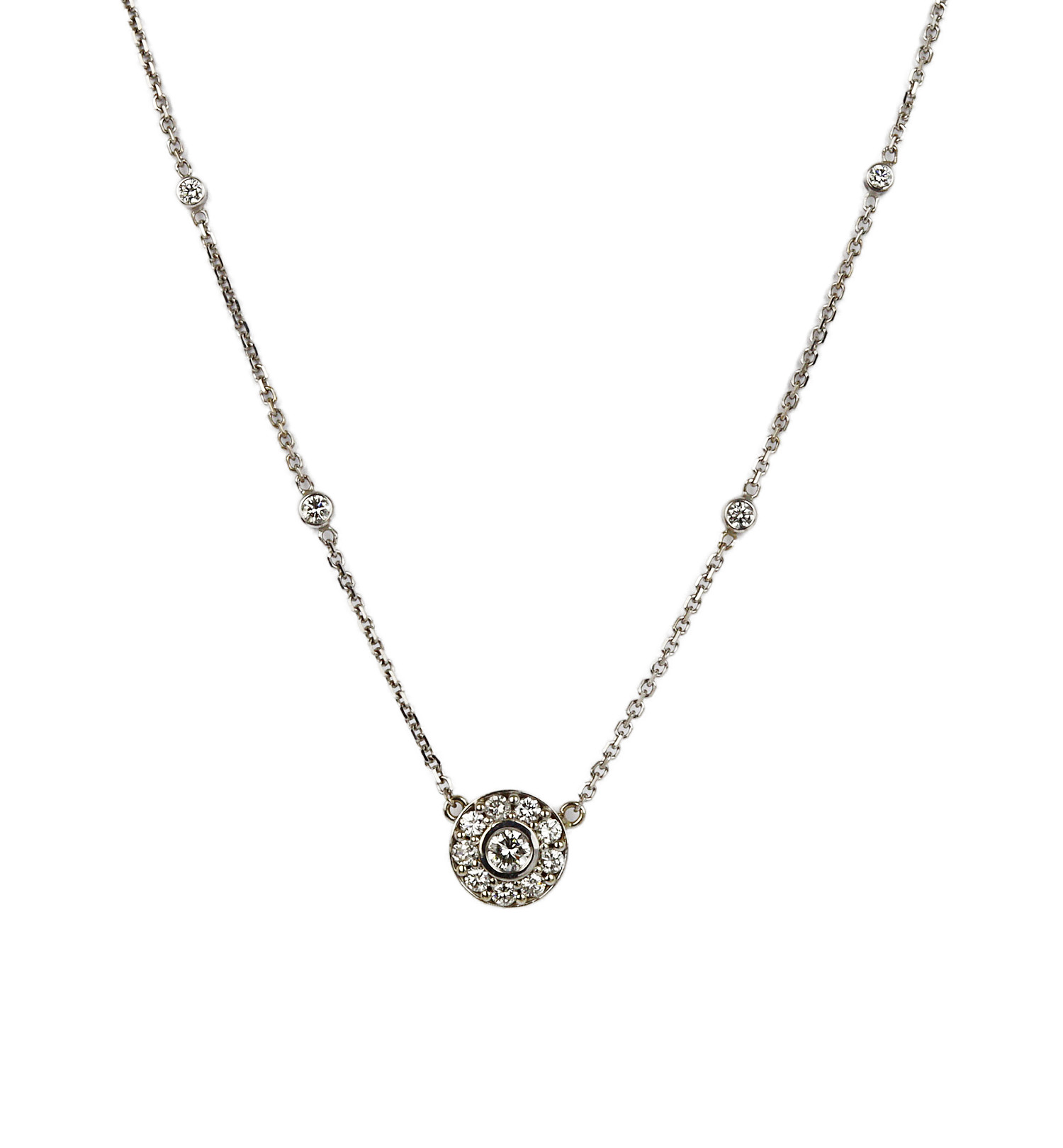 Featured image of this Women’s 14k White Gold Diamond Station Necklace