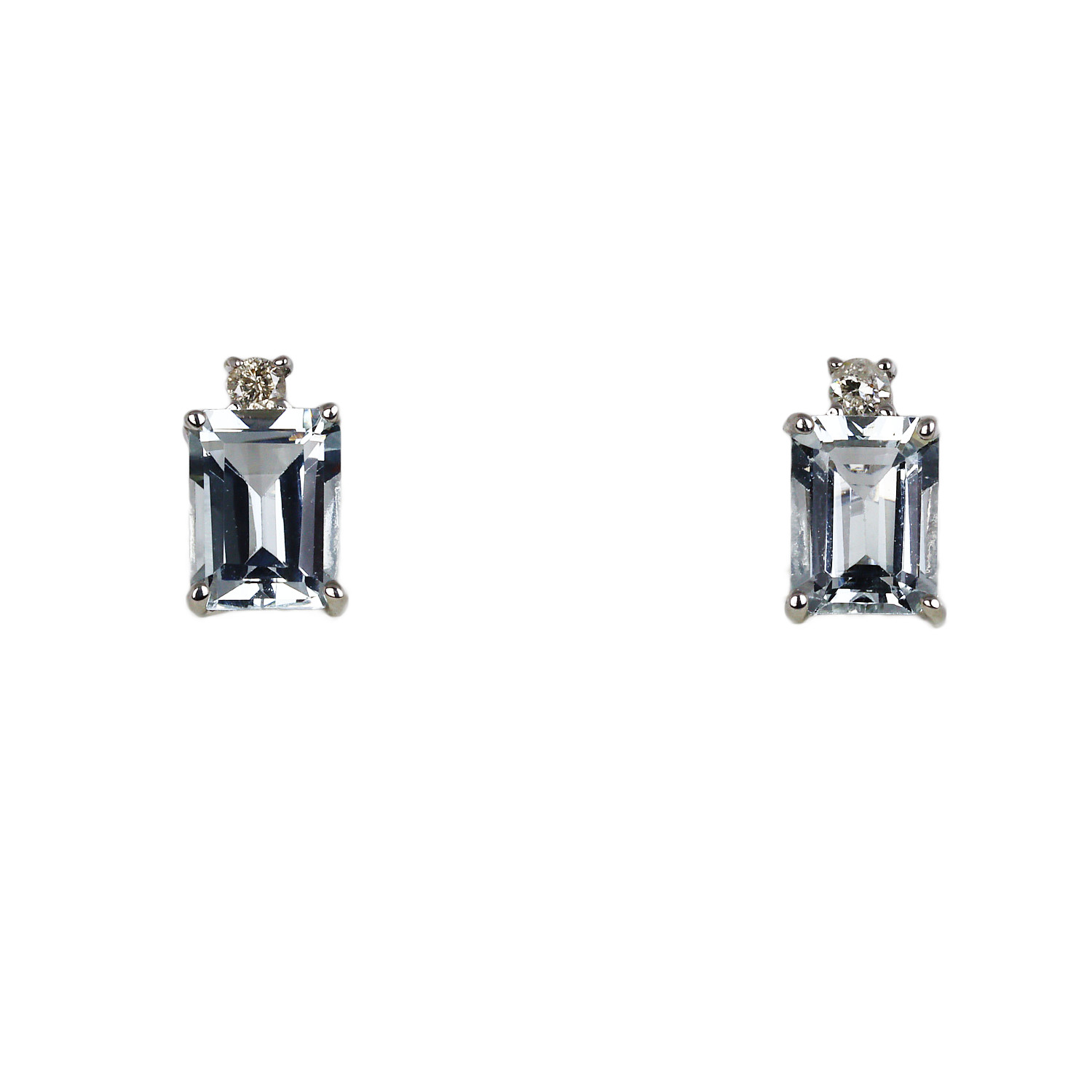 Featured image of this Women’s 14k White Gold Aquamarine, Diamond Stud Earrings
