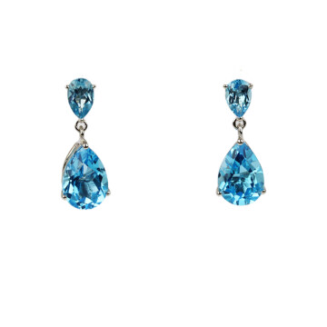 Featured image of this Women’s 14k White Gold, Blue Topaz Dangle Stud Earrings