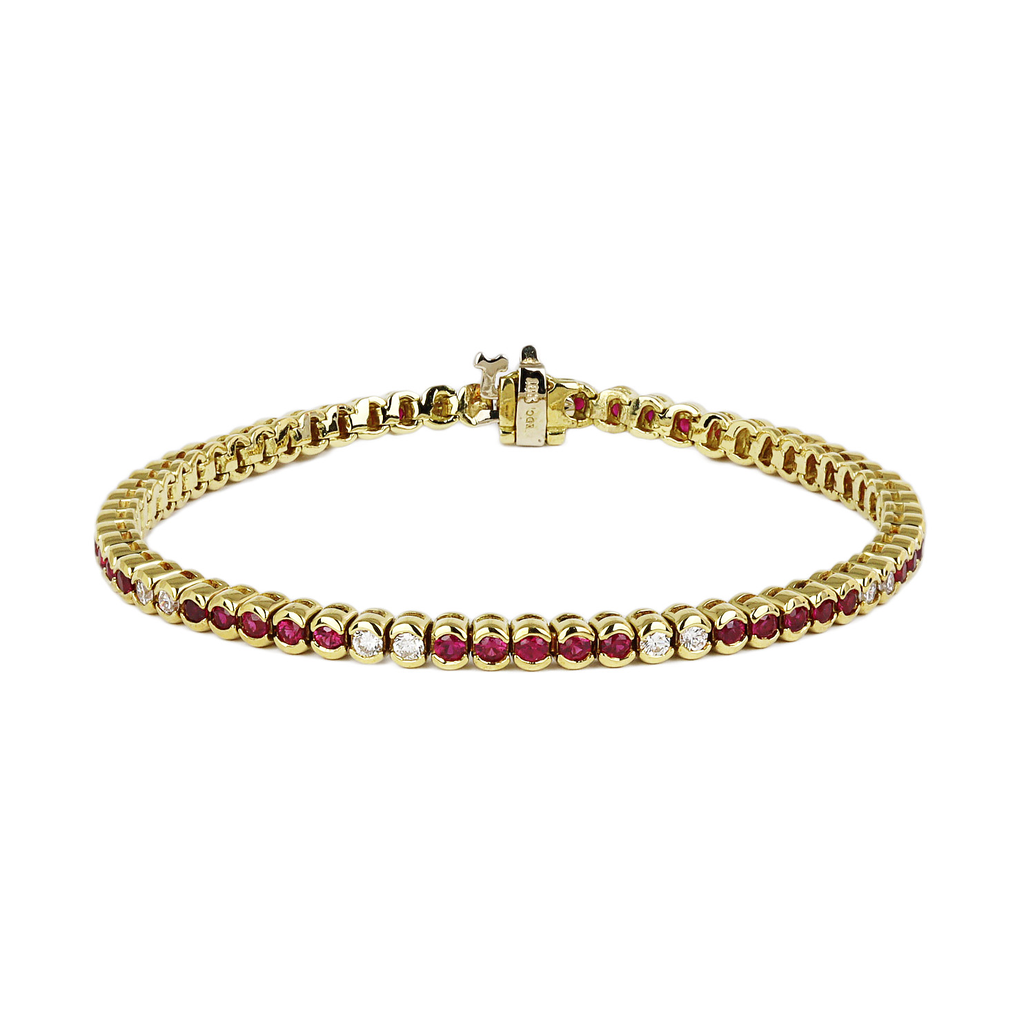 Featured image of this Women’s 18k Yellow Gold Diamond, Ruby Tennis Bracelet