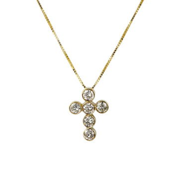 Featured image of this Women’s 14k Yellow Gold Diamond Cross Necklace