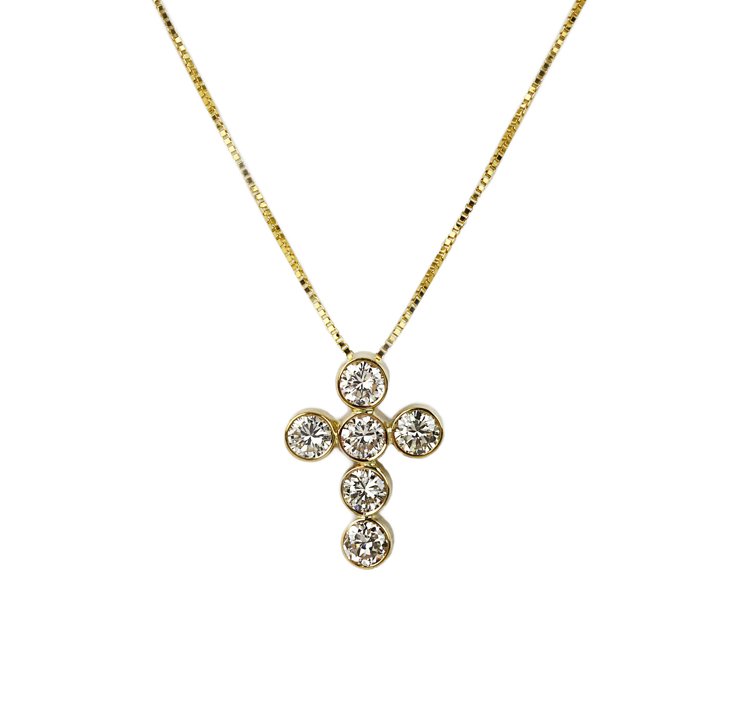 Featured image of this Women’s 14k Yellow Gold Diamond Cross Necklace