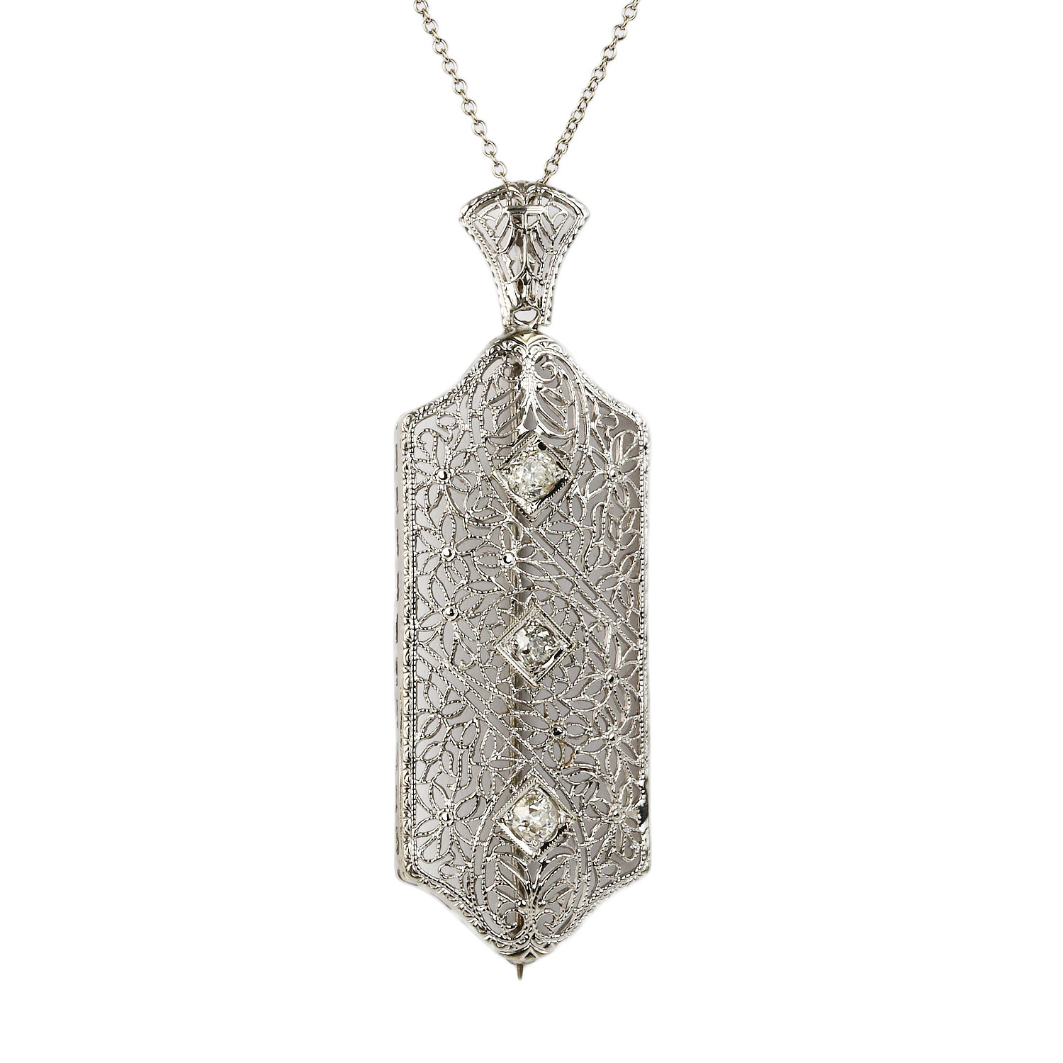 Featured image of this Vintage Women’s 14k White Gold Diamond Necklace