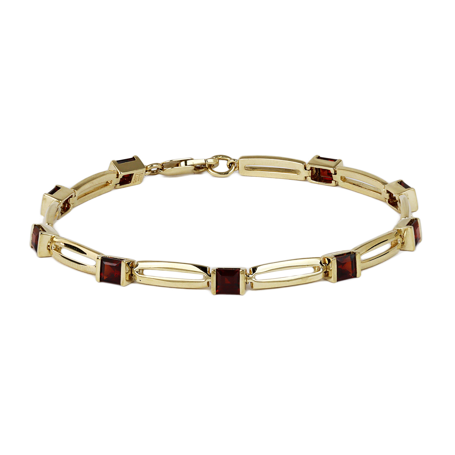 Featured image of this Women’s 14k Yellow Gold Garnet Link Bracelet