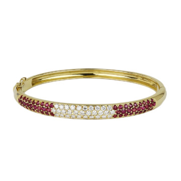 Featured image of this Women’s 18k Yellow Gold Diamond, Ruby Bangle Bracelet