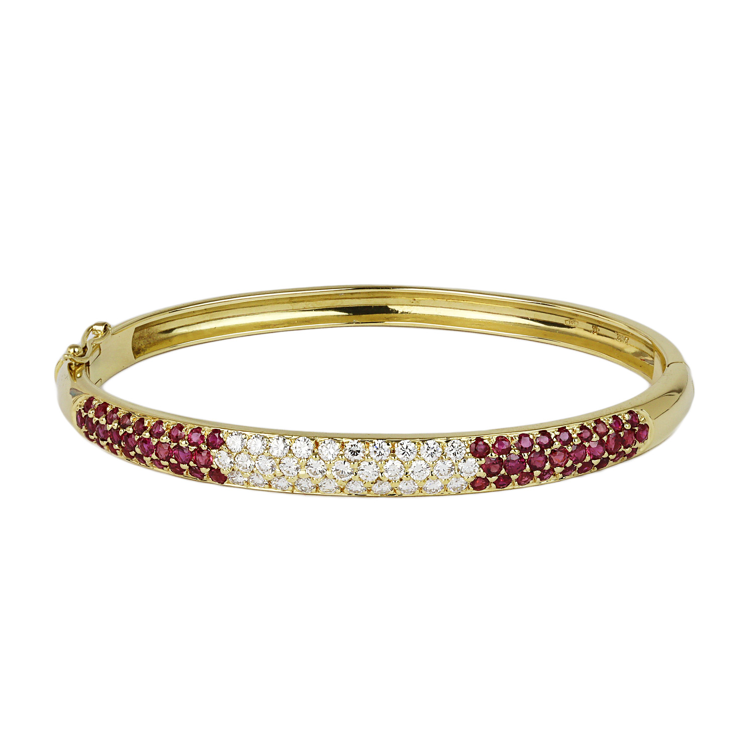 Featured image of this Women’s 18k Yellow Gold Diamond, Ruby Bangle Bracelet