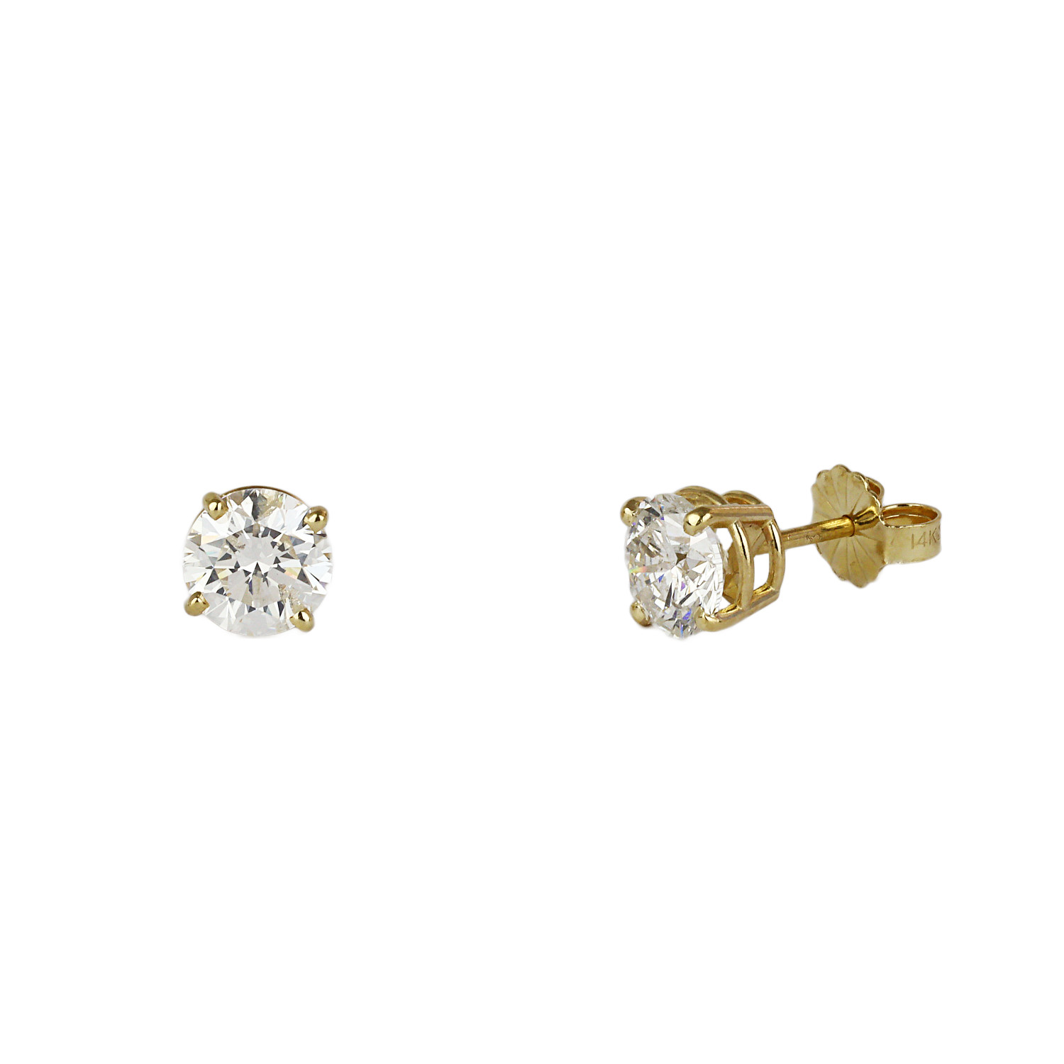 Gallery image of this Women’s 14k Yellow Gold Diamond Stud Earrings EGL Cert