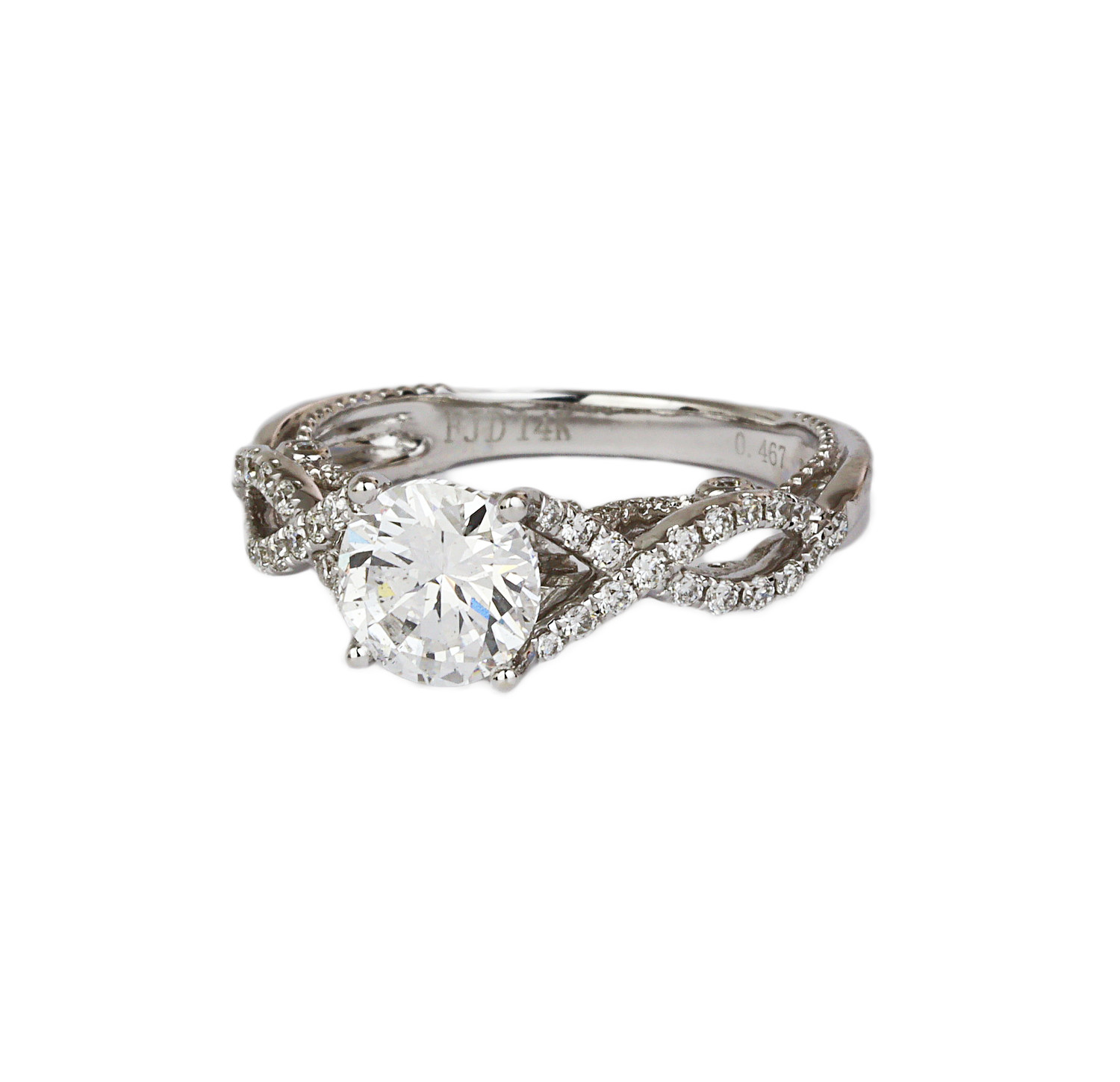 Gallery image of this Women’s 14k White Gold Diamond Bridal Ring GIA Cert
