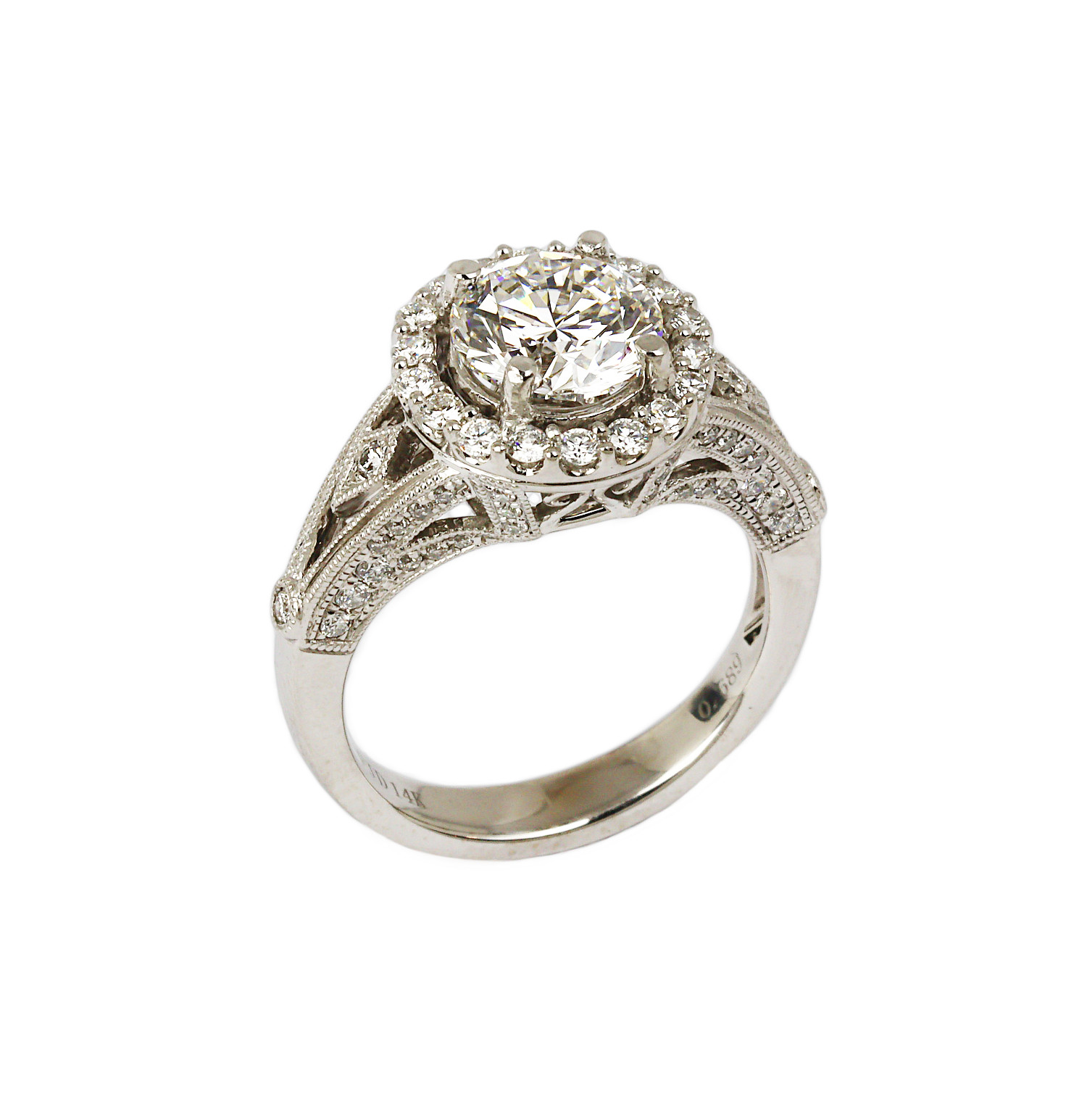 Gallery image of this Women’s 14k White Gold Diamond Bridal Ring GIA Cert