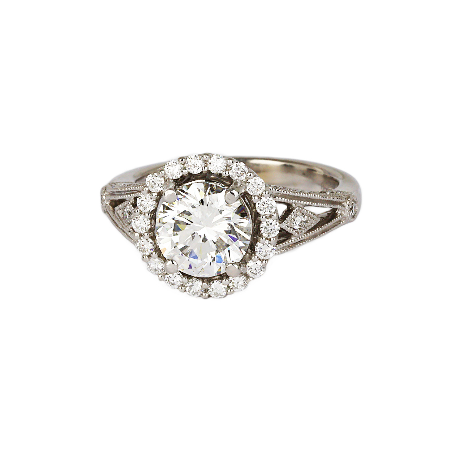 Gallery image of this Women’s 14k White Gold Diamond Bridal Ring GIA Cert