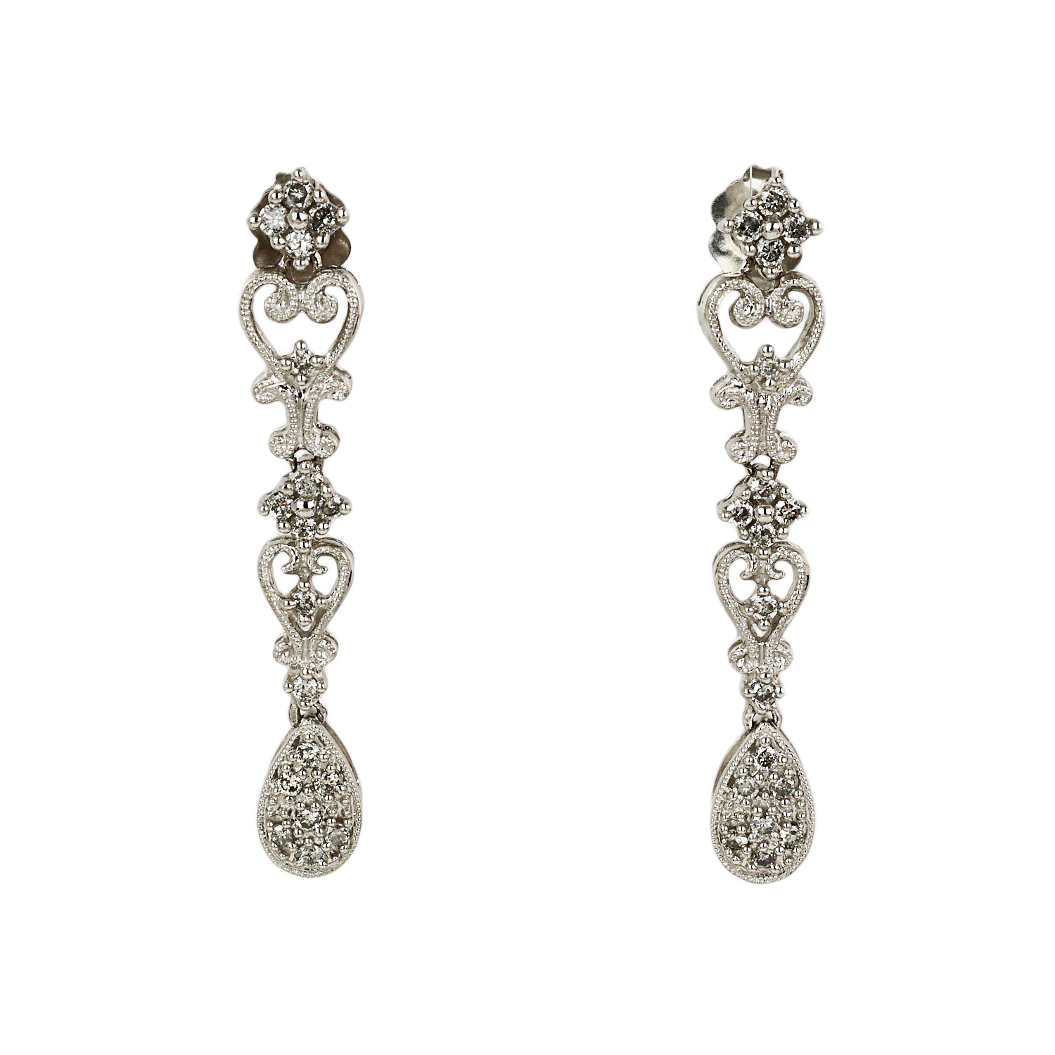 Featured image of this Women’s 14k White Gold Diamond Dangle Earrings