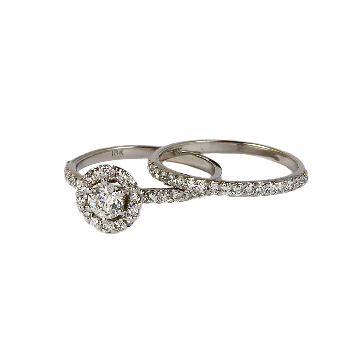 Gallery image of this Women’s 18k White Gold Diamond Bridal Ring Set