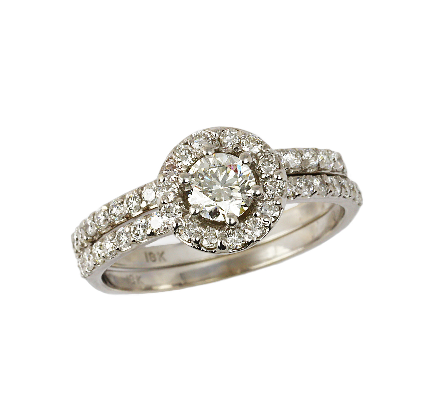 Featured image of this Women’s 18k White Gold Diamond Bridal Ring Set