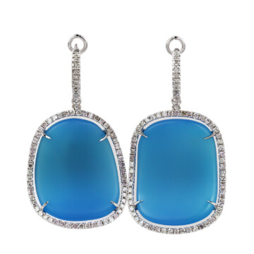 Featured image of this Fischer Women’s 14k White Gold Agate, Diamond Dangle Earrings