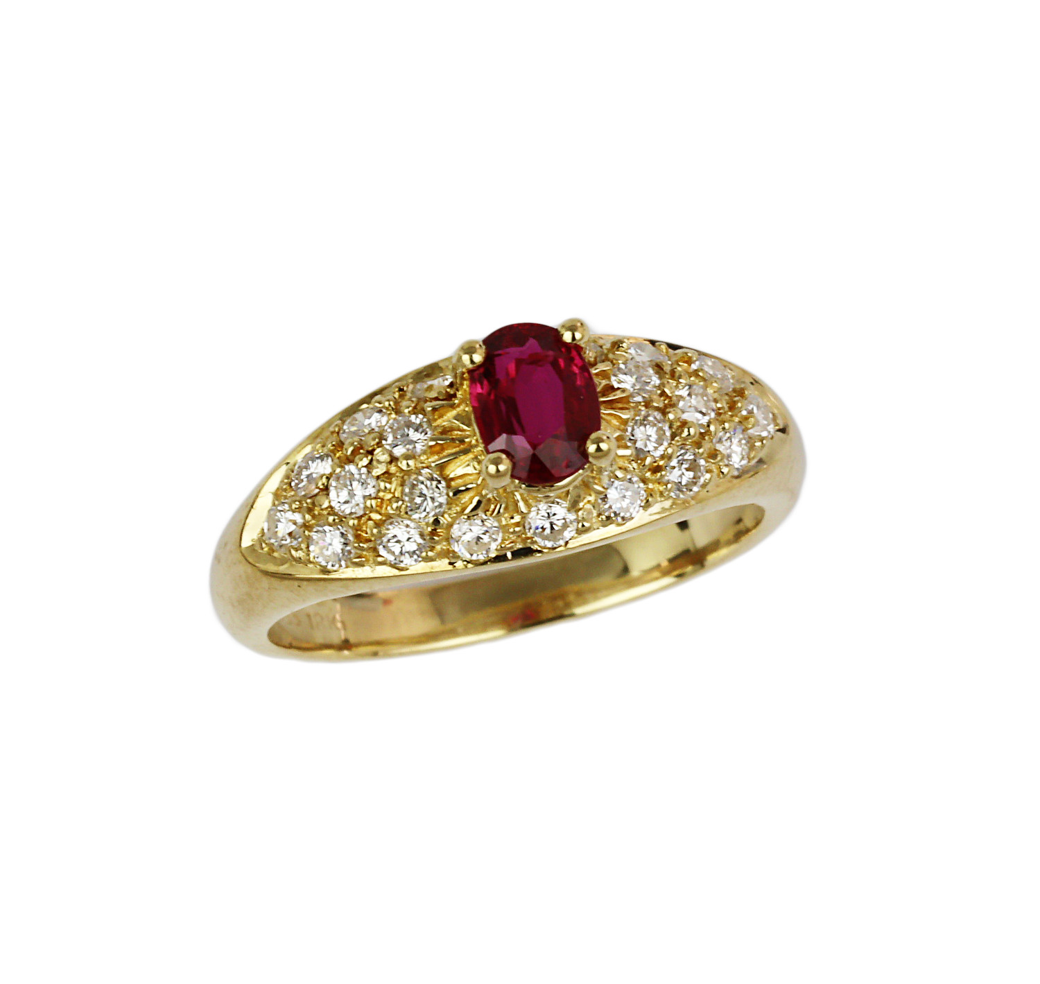 Featured image of this Women’s 18k Yellow Gold, Diamond, Ruby Ring