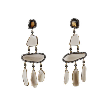 Featured image of this Fischer Women’s 14k Yellow Gold Diamond, Smoky Quartz Dangle Earrings