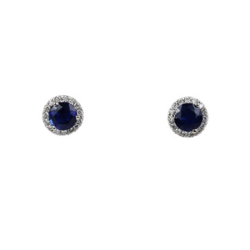 Featured image of this Women’s 14k White Gold Diamond, Sapphire Stud Earrings