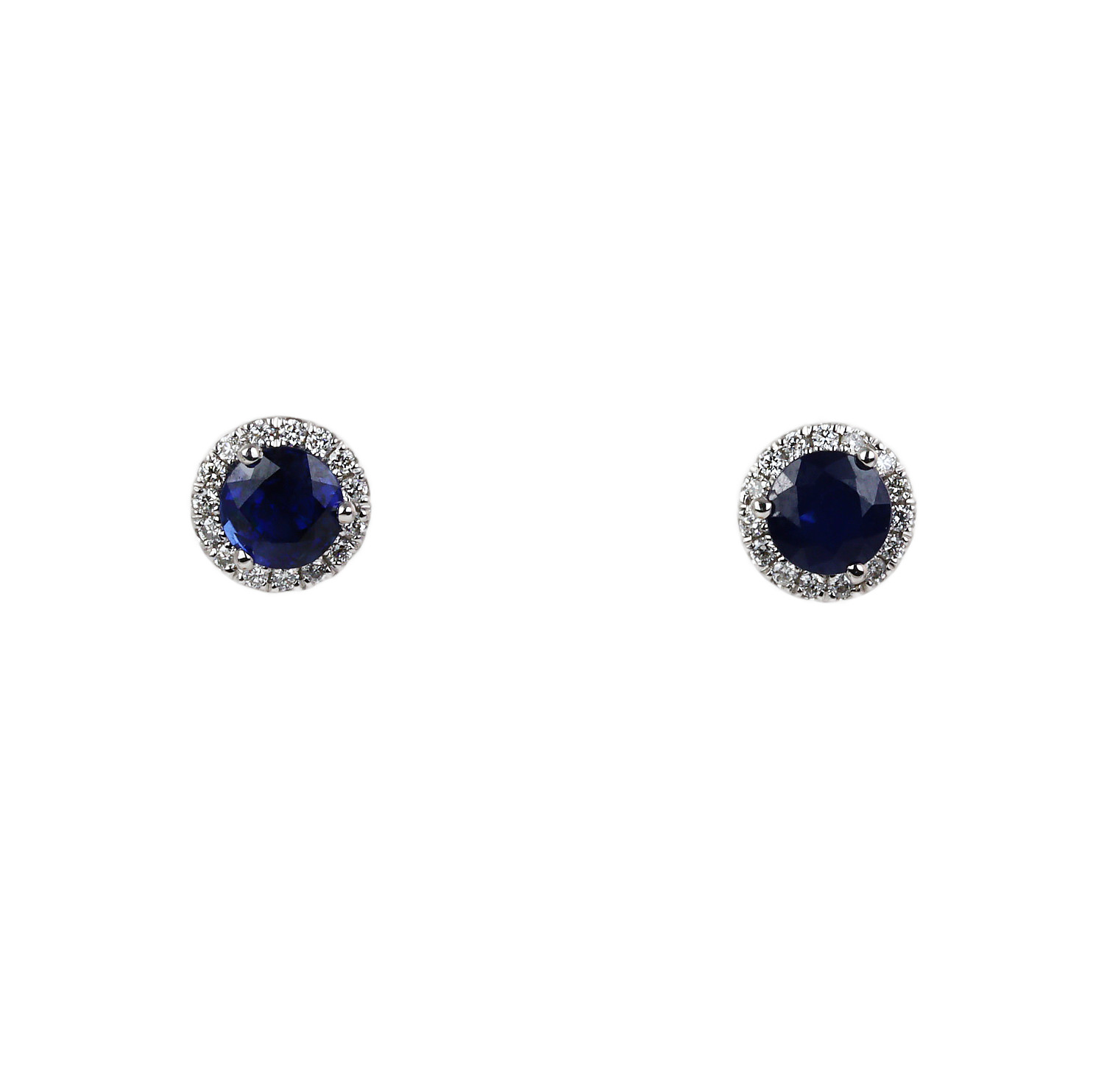Featured image of this Women’s 14k White Gold Diamond, Sapphire Stud Earrings