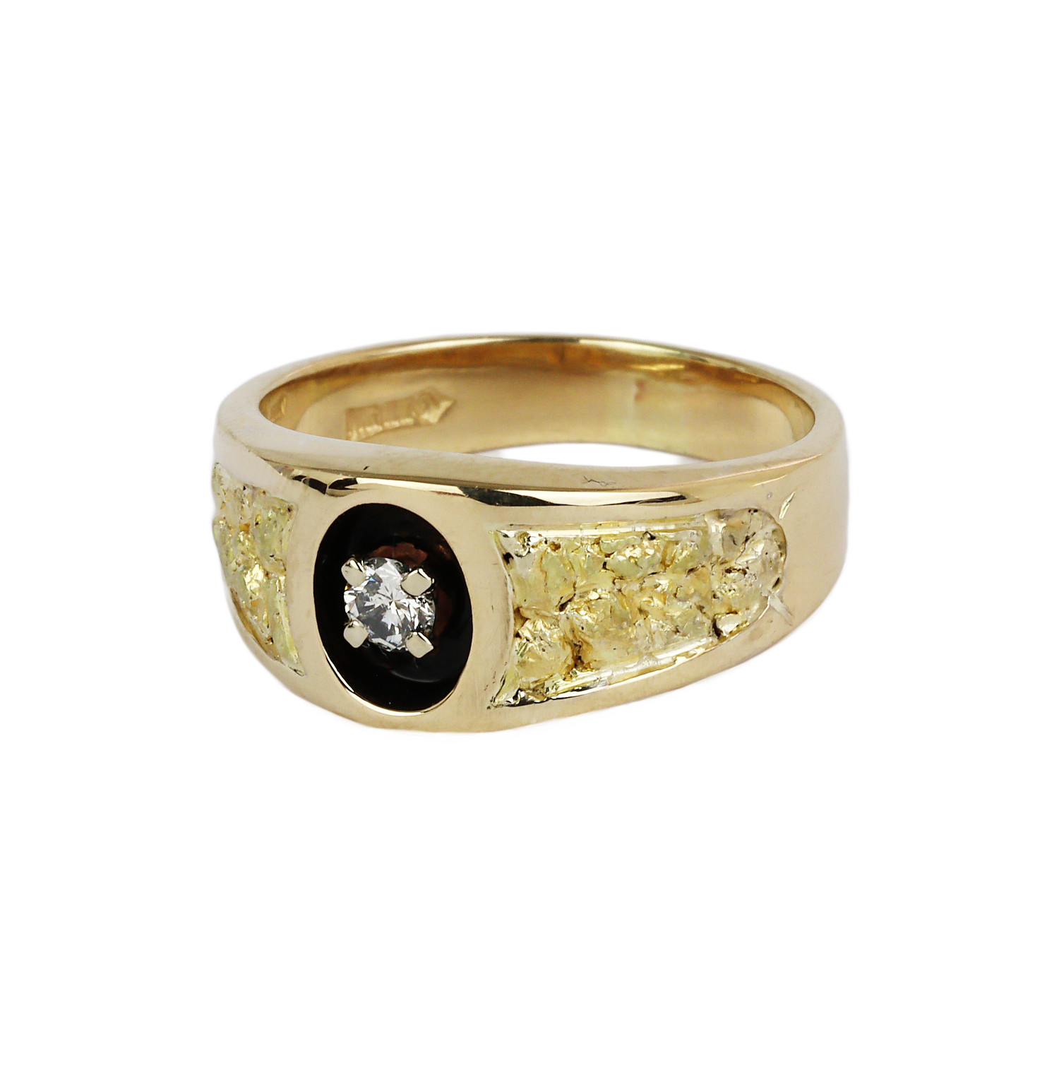 Gallery image of this Men’s 14k Yellow Gold, Diamond, Natural Nugget Ring