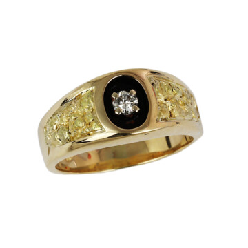 Featured image of this Men’s 14k Yellow Gold, Diamond, Natural Nugget Ring