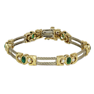 Featured image of this Women’s 14k White Gold Diamond, Emerald Link Bracelet