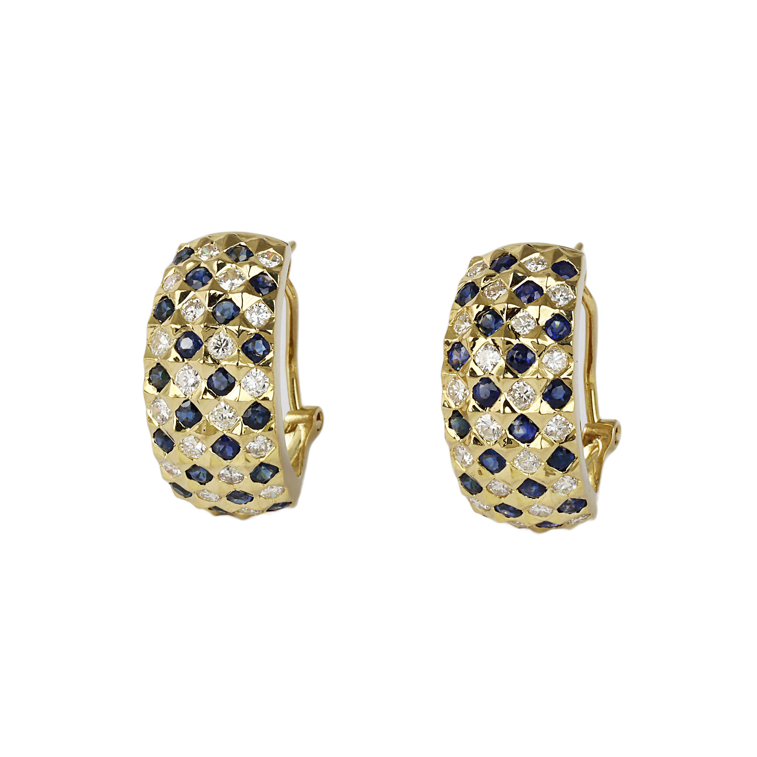 Featured image of this Women’s 18k Yellow Gold Diamond, Sapphire Hoop Earrings