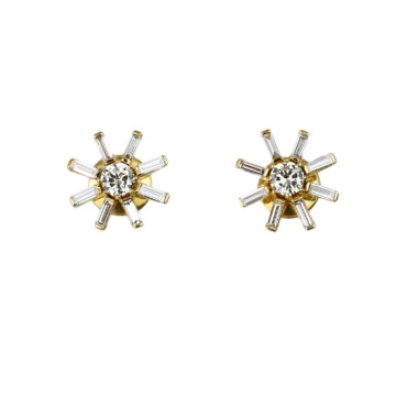 Featured image of this Women’s 18k Yellow Gold Diamond Snowflake Stud Earrings