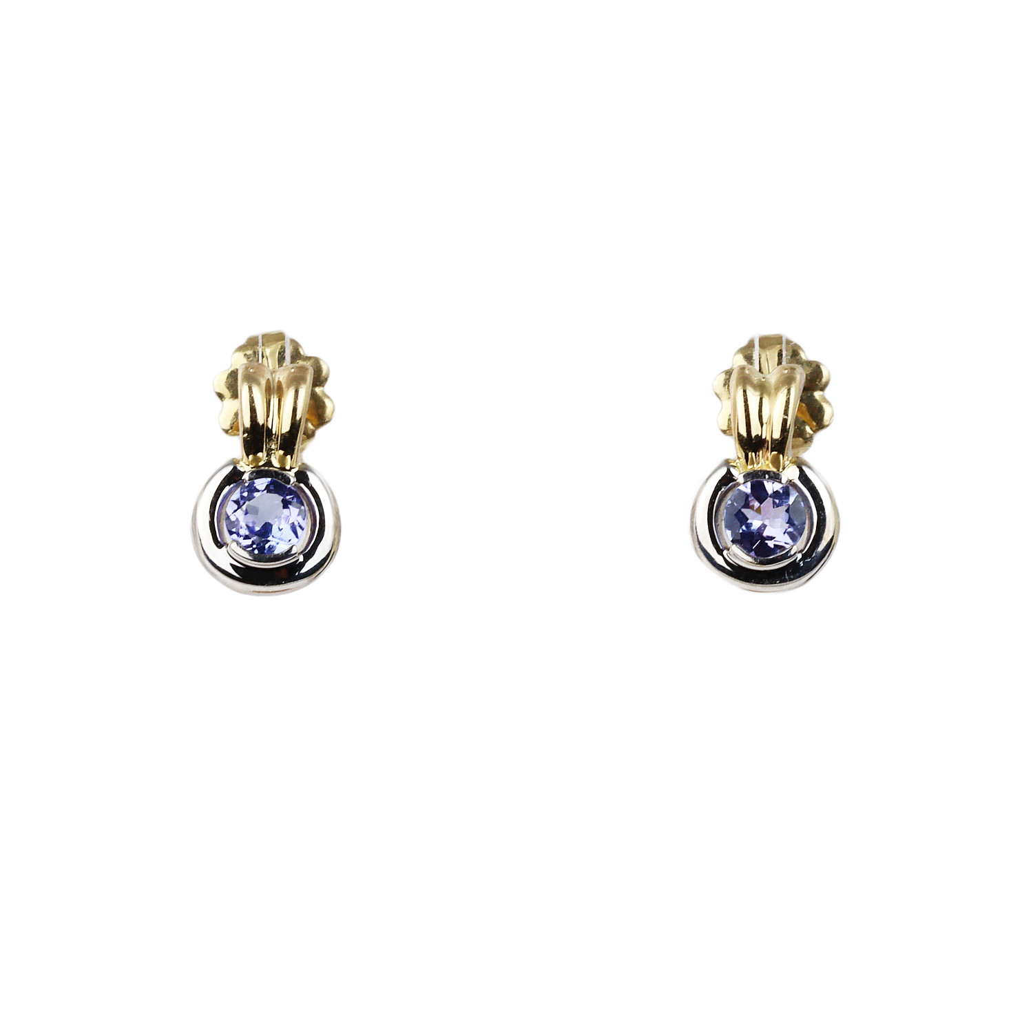 Featured image of this Women’s 14k Yellow Gold Diamond, Tanzanite Stud Earrings