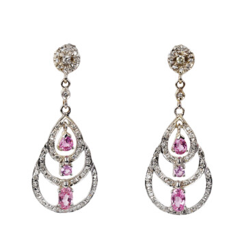 Featured image of this Women’s 14k White Gold Diamond, Tourmaline Dangle Stud Earrings