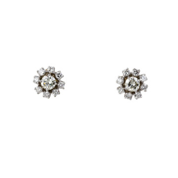 Featured image of this Women’s 14k Yellow Gold Diamond Flower Stud Earrings