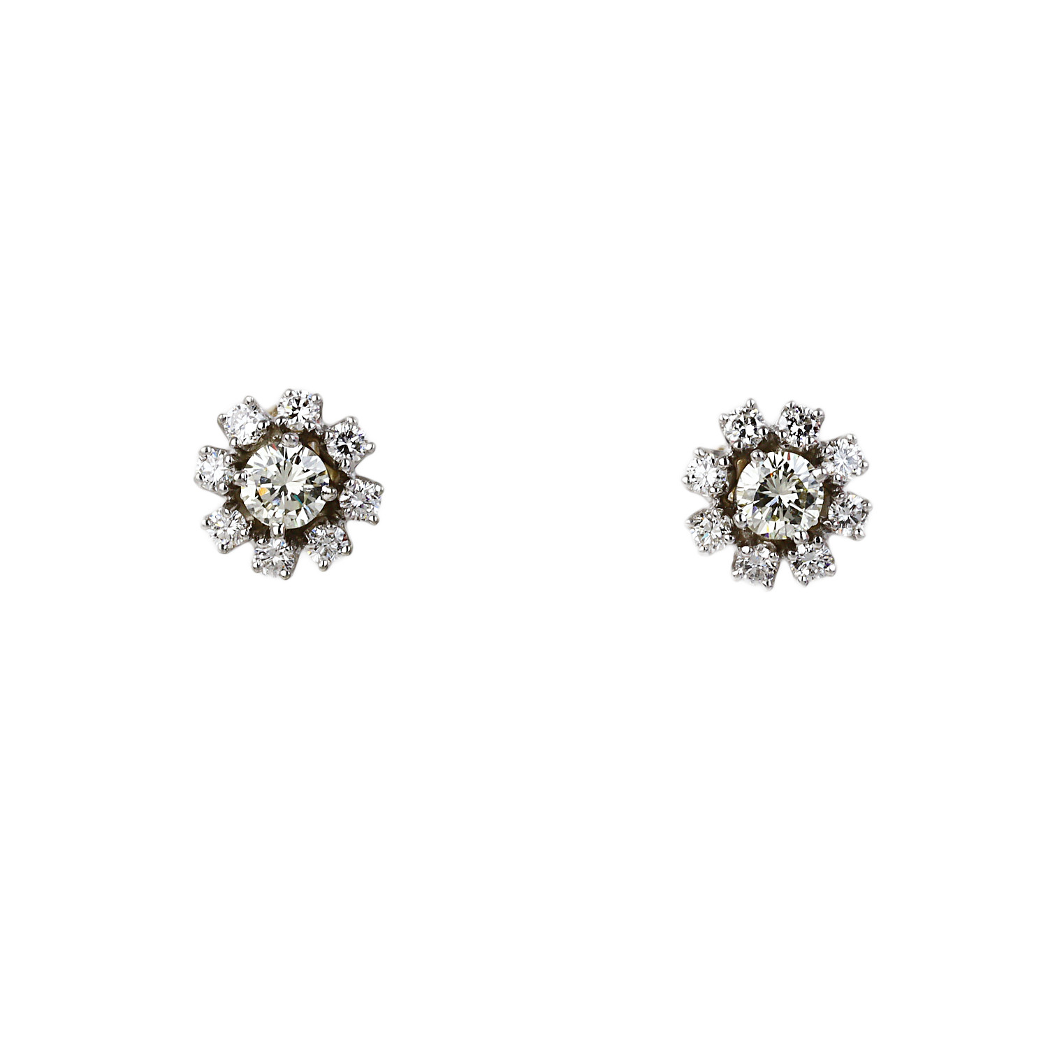 Featured image of this Women’s 14k Yellow Gold Diamond Flower Stud Earrings