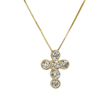 Featured image of this Women’s 14k Yellow Gold Diamond Cross Necklace