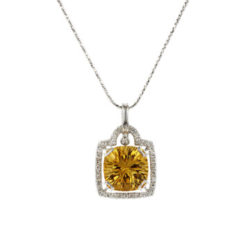 Featured image of this Women’s 14k White Gold Citrine, Diamond Necklace
