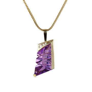 Featured image of this Women’s 14k Yellow Gold Amethyst, Diamond Necklace